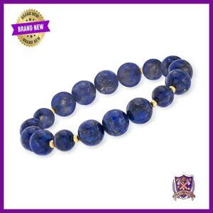 8-10mm Lapis Bead Stretch Bracelet with 14kt Gold